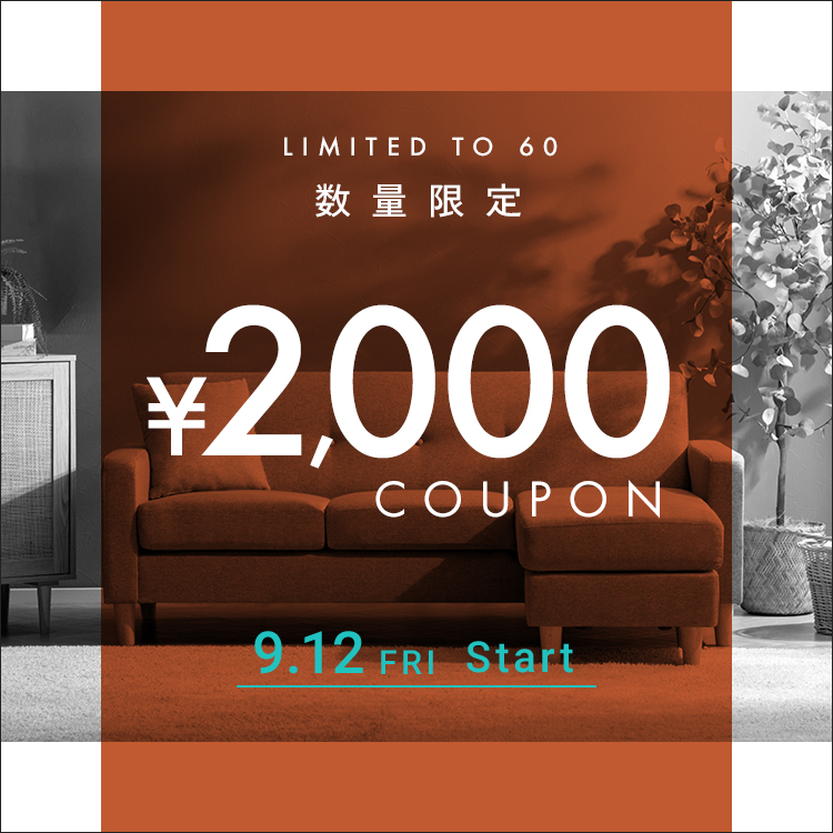 60枚限定、早いもの勝ち！20,00円以上で2000円オフクーポン