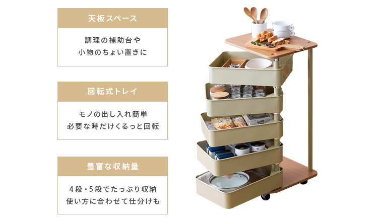 回転トレイワゴン Culri(クルリ) 5段タイプ | 家具・インテリア