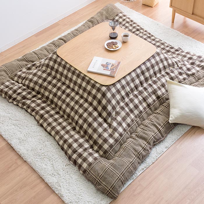 茶色チェック柄 テーブル用　こたつ布団 茶色チェック柄 テーブル用 こたつ布団 【公式通販】