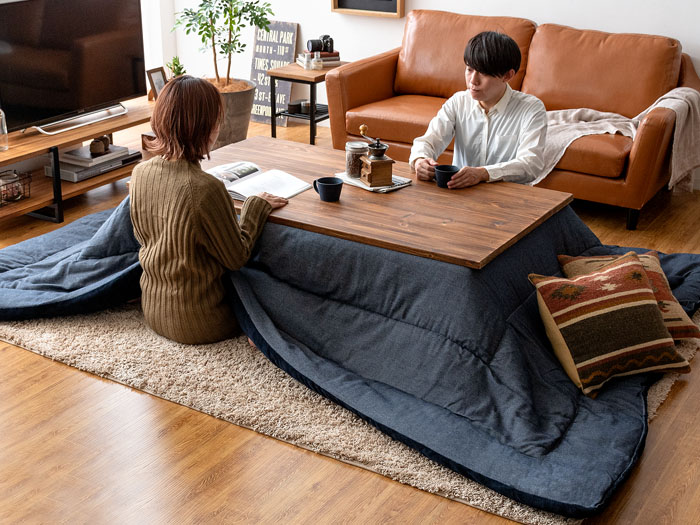 デニム調 こたつ布団 長方形 裏起毛 幅120㎝タイプ用 コタツ薄掛布団