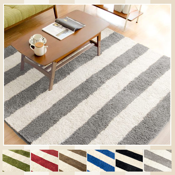 洗えるボーダーラグマット LENON(レノン) 【185x185cm】正方形&円形