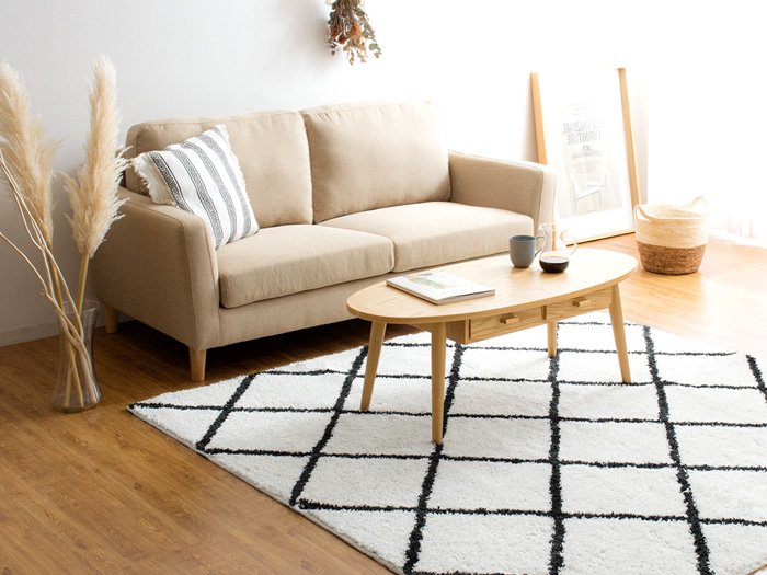 丸みを帯びた柔らかなシルエットの「楕円形ローテーブル」がお部屋の雰囲気にマッチ