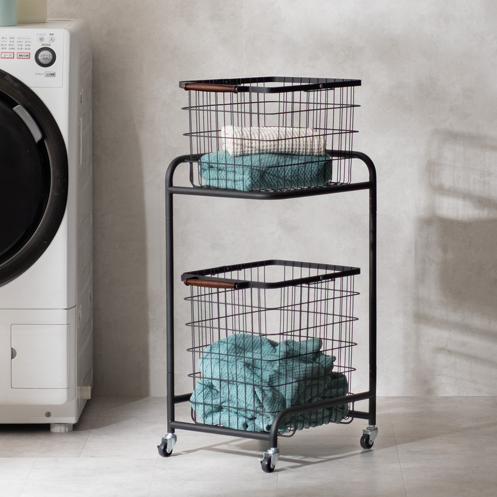 キャスター付き2段ランドリーバスケット Aruve(アルーヴ)