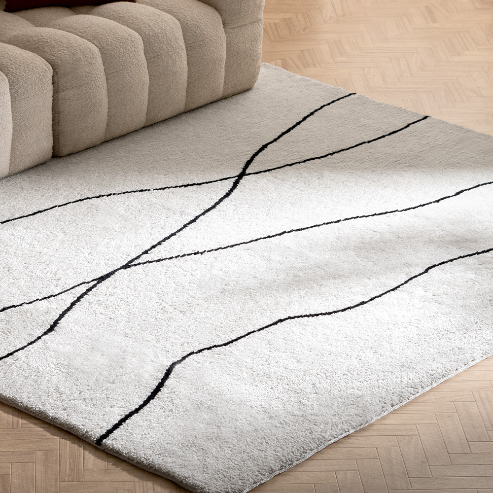 洗えるマイクロファイバーラグCurly(カーリー)185×185cm