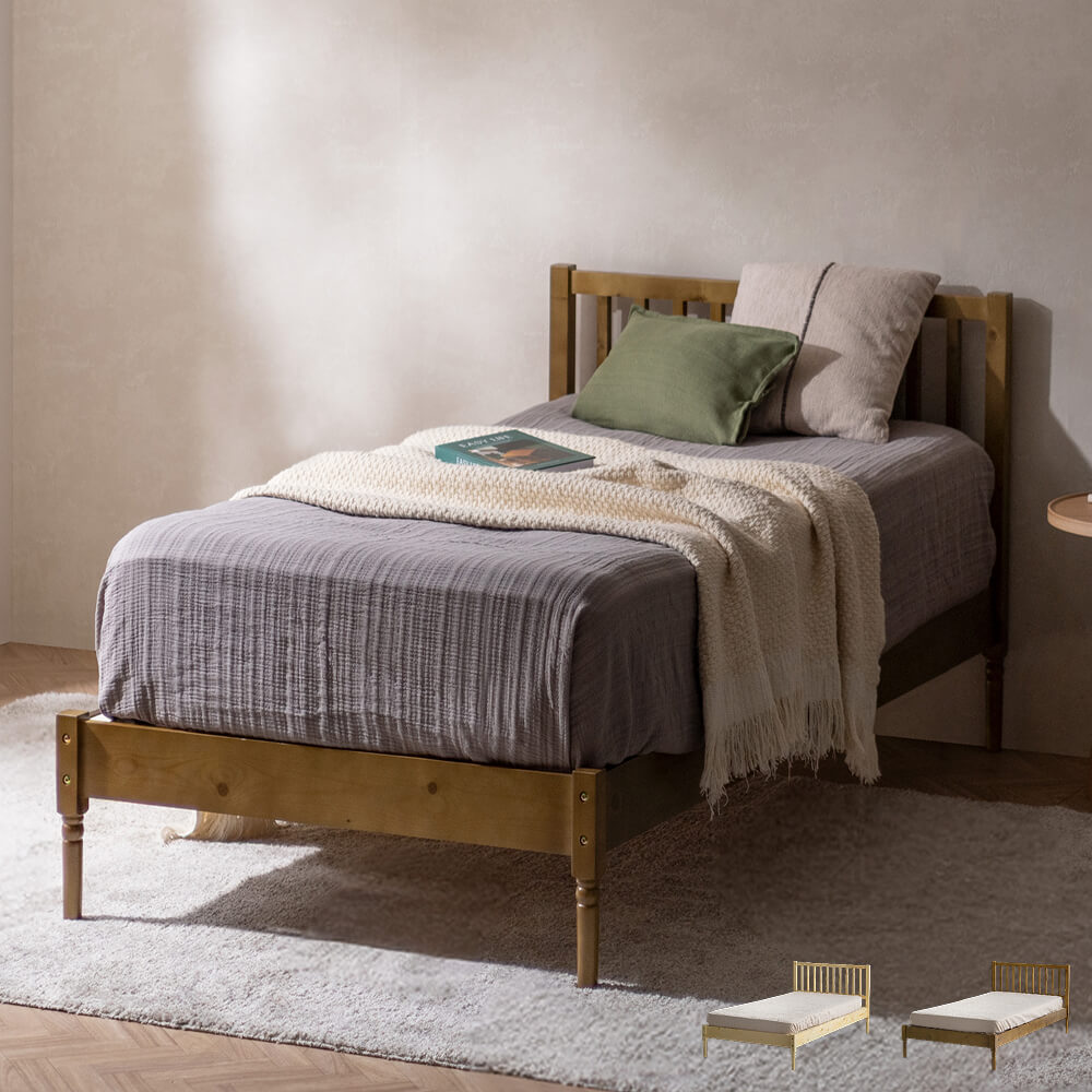 ナチュラルクラシックなベッド Oakly(オークリー)ベッドフレーム+マットレスセット