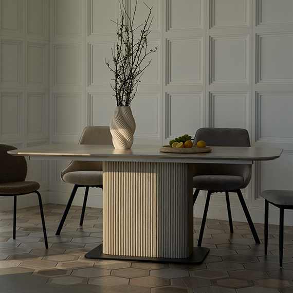 180cm幅 トラバーチン柄ダイニングテーブル Kerris(ケリス)