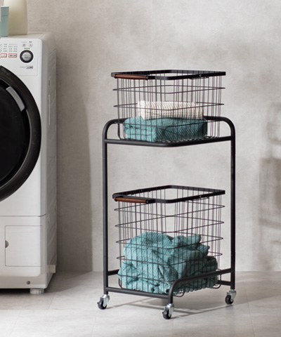 キャスター付き2段ランドリーバスケット Aruve