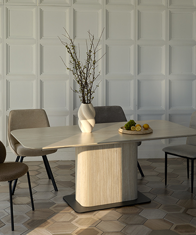 180cm幅 トラバーチン柄ダイニングテーブル Kerris(ケリス)