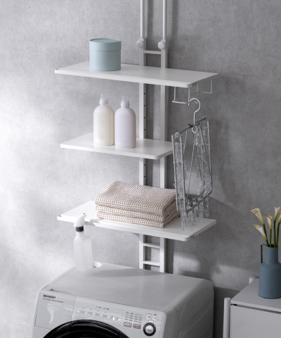 ハンガー収納付きつっぱりランドリーラック <br>Hangeru