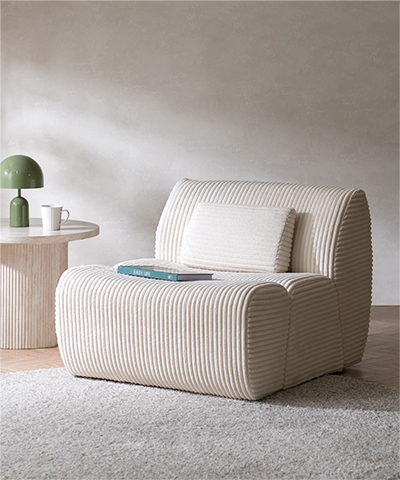コーデュロイ生地のマシュマロソファ <br>Mallow　本体単品