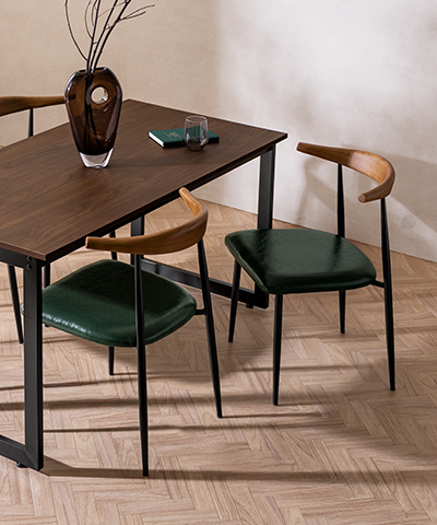 ダイニングチェア <br>MORA2脚セット ブラック脚タイプ