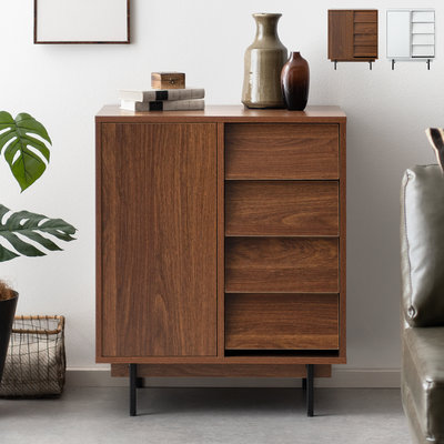 木製ストライプ模様キャビネット 木目調 チェスト キャビネット [120] | 【公式】LOWYA(ロウヤ