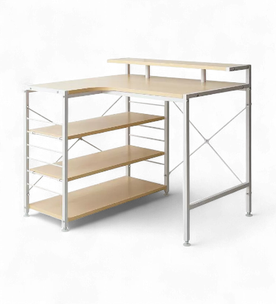 [90cm幅タイプ] コンパクトL字デスク merrily(メラリー) ディスプレイ棚付き