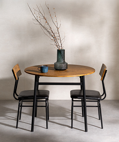 ヴィンテージ風ダイニング3点セット 円形タイプ