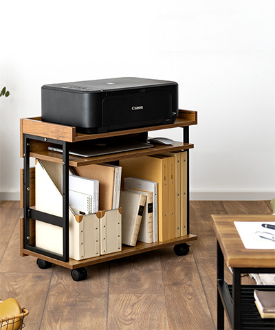 大塚家具 デスク＋サイドデスク＋PCワゴン 3点セット 送料込み デスクワゴン（幅75cm・PCワゴン・PCラック・デスク下収納