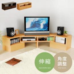 [幅123〜234] 伸縮テレビ台   コーナー 伸縮回転式 フリーレイアウト  ナチュラル ダークブラウン