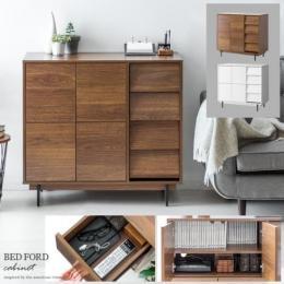  【6/12(月)9時まで大型セール】 [幅90] BED FORD cabinet 〔ベッドフォードキャビネット〕  収納棚 収納ラック 収納家具  扉収納 多目的ラック モダン 北欧  ブラウン ホワイト