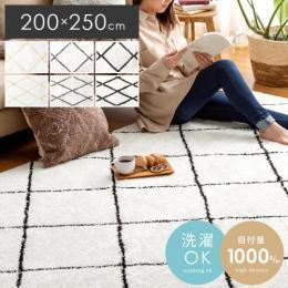  【3/28(火)10時までタイムセール】 [200×250/長方形] ベニワレン風ラグ 洗える 滑り止め加工 床暖可 ホットカーペット対応  マイクロファイバー シャギーラグ カーペット