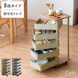 [幅39.5] liine 5段回転トレイワゴン Culri〔クルリ〕  キッチンワゴン サイドワゴン サイドテーブル 収納  ベビーワゴン ベビー商品  ベビー収納  キッズ収納  回転 キャスター 北欧 テーブル  キッチン ランドリー リビング デスク トレイ ホワイト ダークグレー