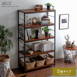 [幅90] ヴィンテージウッド オープンラック BILLS〔ビルズ〕 90cm幅 5段タイプ  ラック 収納ラック 棚 シェルフ 西海岸 ブルックリン  