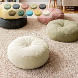 インド綿100% フロアクッション 座布団 リビングクッション 大きい 極厚 インテリア 丸型 円形  全10色 コットン カジュアル リビング おしゃれ アイボリー ブルー グリーン ベージュ イエロー ピンク カーキ ネイビー ブラウン グレー
