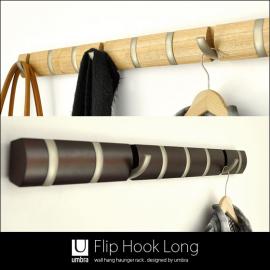 [幅84] ハンガーラック 壁掛け umbra Flip Hook Long〔フリップフックロング〕 ナチュラル エスプレッソ〔ダークブラウン〕