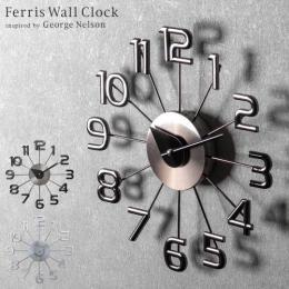 Ferris Wall Clock 〔フェリス・ウォール・クロック〕 掛け時計 時計 置き時計 クロック ウォールクロック  シンプル レトロ モダン 北欧 ミッドセンチュリー   おしゃれ ジョージネルソン George Nelson  ブラック シルバー