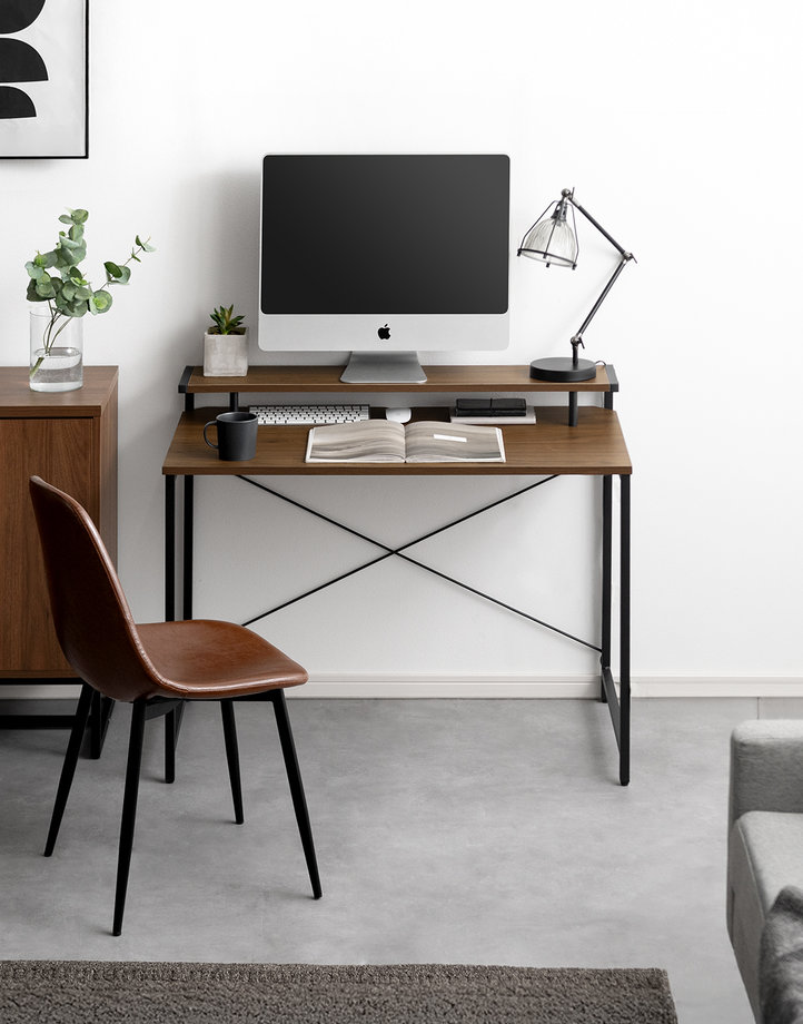 北欧風折りたたみ PC デスク（幅 80/100cm・収納棚付き・省スペース